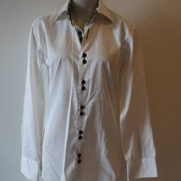 Womens Jared Lang White Black Designer Long Sleeve Button-Up Shirt S/P * - Picture 3 of 15